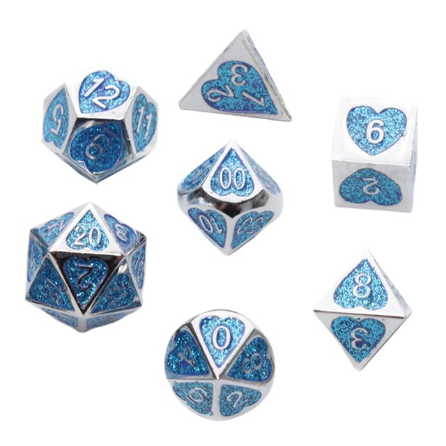 Juego de Dados Poliédricos de Metal de 7 Piezas Sunnimix D4 D6 D8 D10 D12 D20 Juego de dados poliédricos