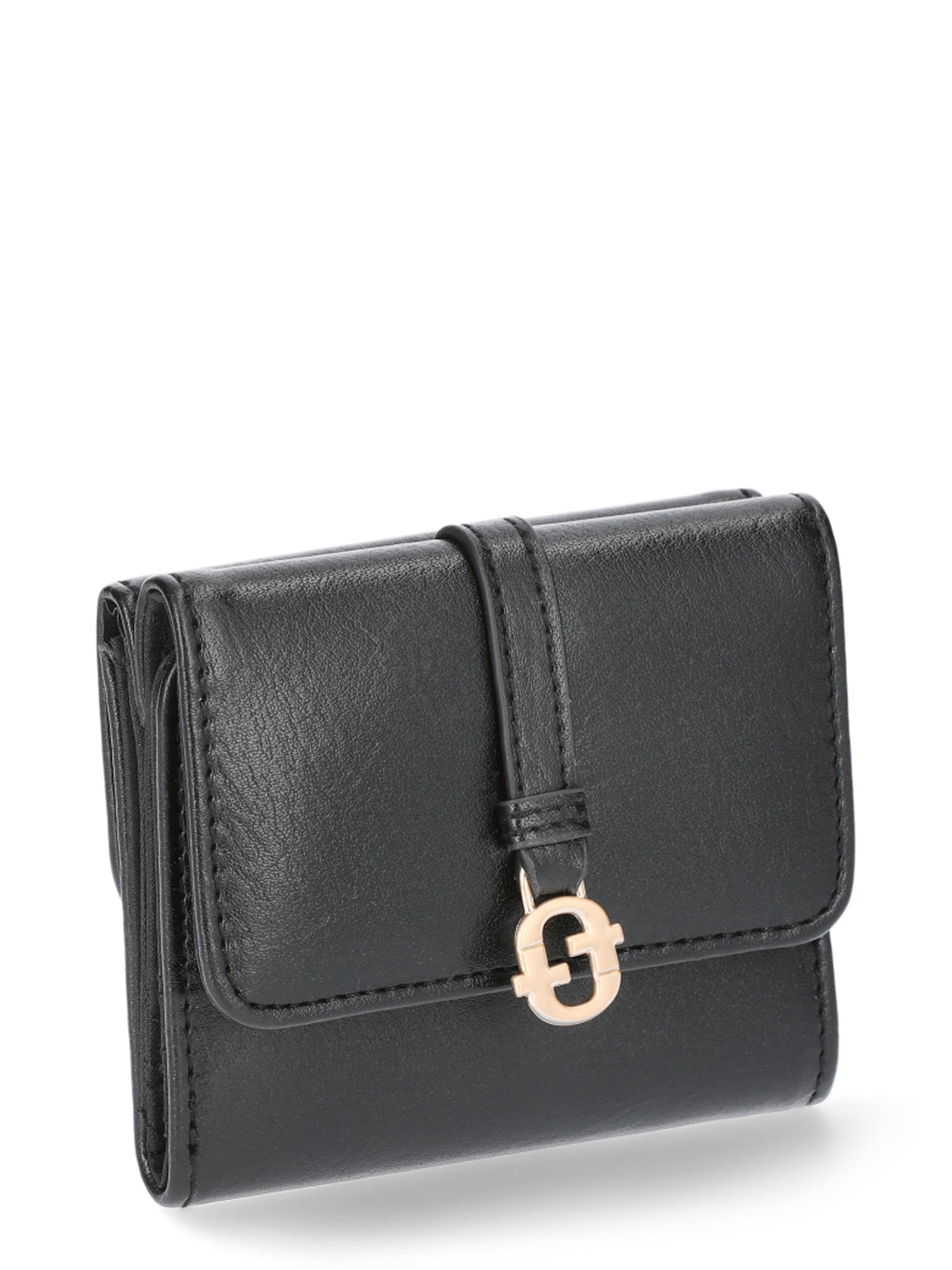 Time and Tru Women's Thea Double Sided Trifold Wallet, Black