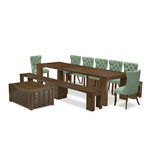 Luxe by East West Furniture 10 Pieces Extendable Dining Set Includes a Rectangle Kitchen Table