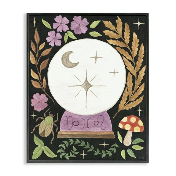 Stupell Industries Spooky Chic Crystal Ball Astrology & Stars Painting Black Framed Art Print Wall Art, 11 x 14