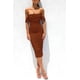 thumbnail image 4 of Vestido PRETTYGARDEN 2025 Verano Hombros Descubiertos Fruncido Caramelo Talla L, 4 of 7