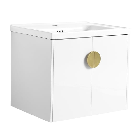 20.70-Inch Height, Wall Mounted Vanity | Bathroom Functionality, Two-Door Cabinet | Strong Metal Handles, Added Charm