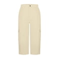 thumbnail image 6 of Only Moment Women Cargo Shorts with Pockets High Waist Stretch Dress Casual Sweatpants Light Yellow,2XL, 6 of 7