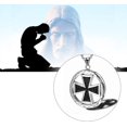 thumbnail image 2 of Collier Croix Chevaliers Templiers, Croix Acier Inoxydable Prière Militaire Collier Croix Hommes, 2 of 6