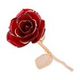 thumbnail image 2 of Rose Dipped in 24k Gold Forever Preserved Long Stem Rose with Golden Leaf Perfect Gift (Red), 2 of 3