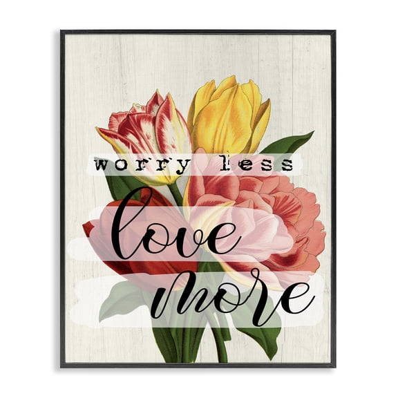 Stupell Industries Farmhouse Worry Less Love Tulips Black Framed Giclee Art, 16 x 20, by Lil' Rue