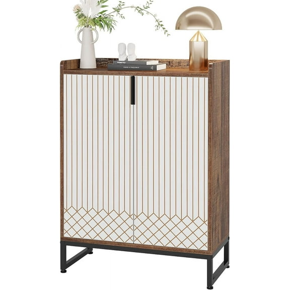 Tribesigns Shoe Cabinet for Entryway, 25 Pairs Shoe Cabinets with Doors, 5-Tier Wood Shoes Rack Organizer, Brown