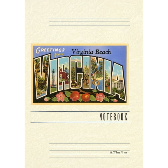 Vintage Lined Notebook Greetings from Virginia Beach, (Paperback)