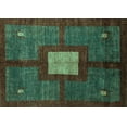 thumbnail image 1 of Ahgly Company Machine Washable Indoor Rectangle Abstract Turquoise Blue Modern Area Rugs, 5' x 7', 1 of 4