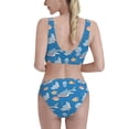 thumbnail image 3 of Fotbe Party Shark Cute Women's High Waisted Bikini Tankini Sets Two Piece Bathing Suits High Cut Scoop Neck Swimsuit-Medium, 3 of 8
