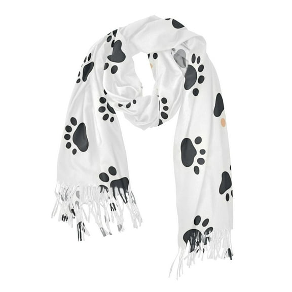 FORMRS Womens Scarf Winter Soft Long Big Warm Shawls Wrap Tassel Scarves, Black Cartoon Cat Paw