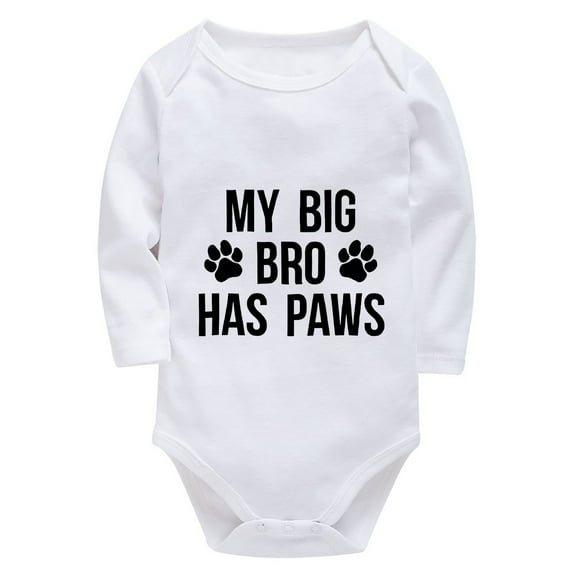 My Big Brother Has Paws Neutral Baby Bodysuit Long Sleeve Baby Boy Clothes Newborn White Baby Clothes 0-3 Months