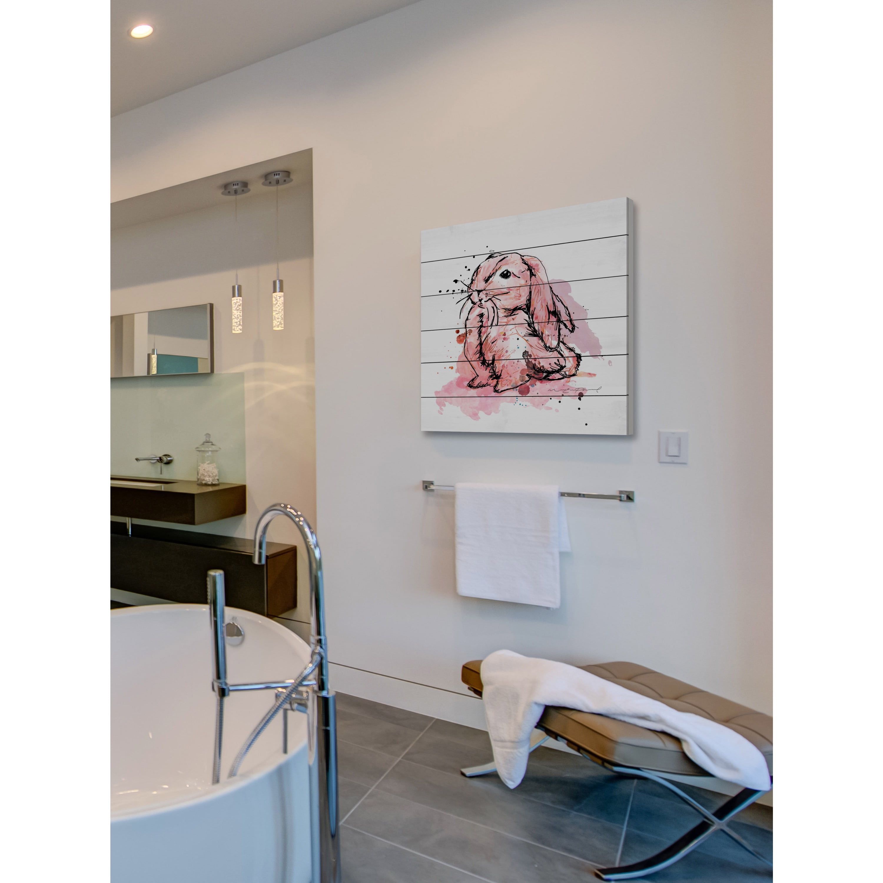 Marmont Hill "Lapin Corail" by Marie-Eve Pharand Painting Print on White Wood