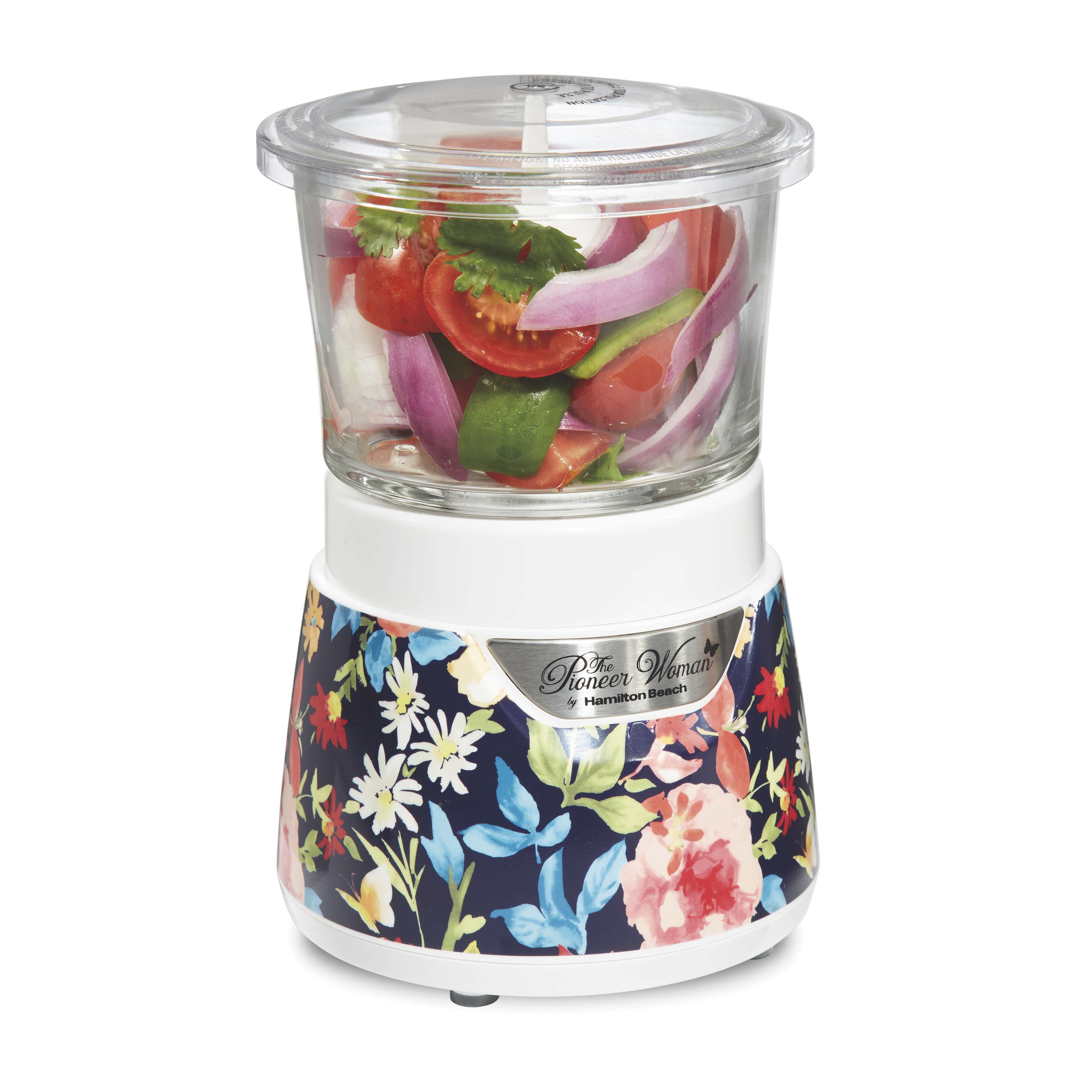 The Pioneer Woman Fiona Floral Stack & Press Glass Bowl Food Chopper, 3 Cup Capacity - image 4 of 5