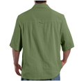 thumbnail image 4 of Jinhomg Casual Loose Shirt for Men Breathable Comfy Cotton Linen Summer Tops Basic Solid Short Sleeve Button Down Beach Tops Holiday Vacation Wear 90 Percent off Clearance Sale Army Green S, 4 of 6