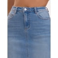thumbnail image 5 of DARING DIVA Women's Slit Stretch Below Knee Length Denim Skirts Small Light Blue, 5 of 7