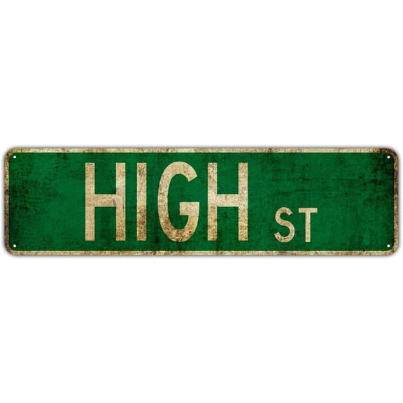 Vintage Blank Street Metal Tin Sign, Rustic Wall Decor Plaque for Home Bar Garage, 4 x 16 Inch, Indoor Outdoor