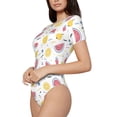thumbnail image 2 of The Xecao Watermelon And Lemon Women's Crew Neck Body Suit, a short-sleeved bodysuit and basic swimsuit, both comfort and style for dating and daily life, 2 of 9