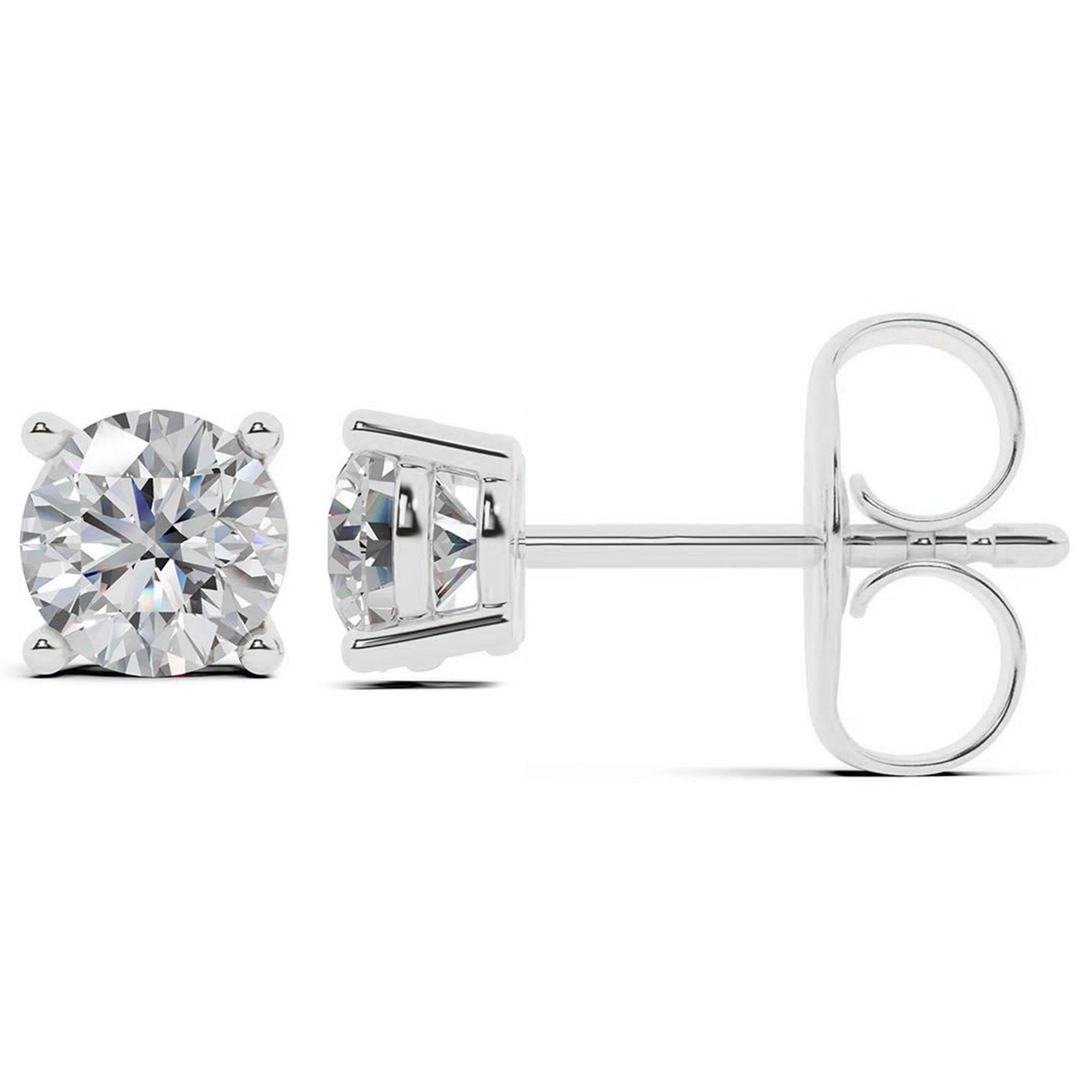 Unique Moments 2 Carat Round Lab Grown Diamond Stud Earrings in 14K White Gold Jewelry for Women