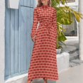 thumbnail image 3 of Motif Mural en Briques Rouges Robe Longue Robes d'Été Dames 2024 Robes style Coréen, 3 of 4