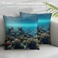 thumbnail image 3 of Orinice Linen Throw Pillow Cover Underwater Scenery Coral Reef and Tropical Fishes Blue Sea Home Decor Pillowcase  Cushion Cover for Sofa Couch Bed and Car White, 3 of 5