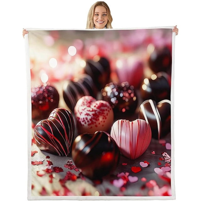 Manta de franela suave, cálida y romántica para el Día de San Valentín, ideal para decorar sofás cama, regalos navideños, artículos esenciales para dormitorios, regalos de cumpleaños para mujeres, man
