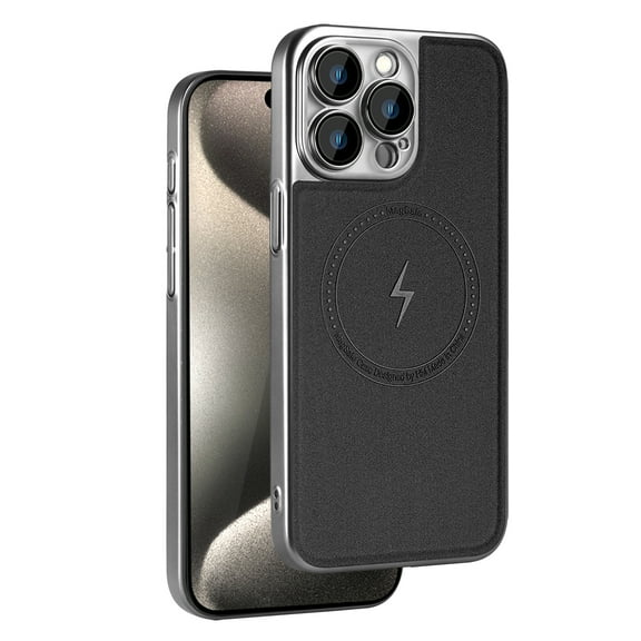 Dteck for iPhone 15 Pro PU Leather Case Compatible with Magsafe, Men Women Elegant Luxury Slim PU Cover Soft Non-Slip Grip Shockproof Protective Phone Cases for iPhone 15 Pro 2023,Black