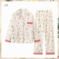 thumbnail image 2 of WCJM Women Pajama Sets Blue Summer Pajamas for Women Set Ladies' Luxurious Temperament Loose Oversized Casual Home Clothes Long Sleeved Pants Mom's Imitation Cotton Pajamas Set Women Blending Shirts, 2 of 4