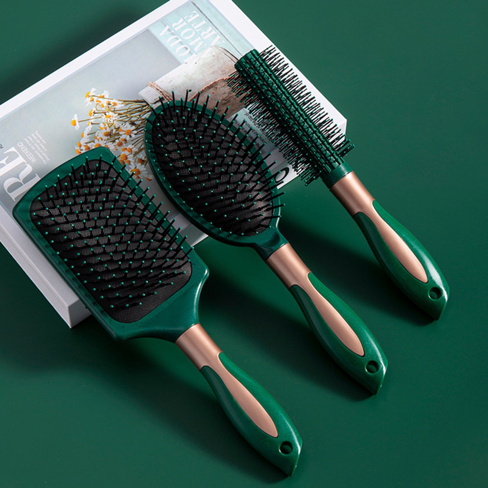 Travelwant Boar Bristle Hair Brush set Curved and Vented for Wet and Dry Detangling Hair Brush