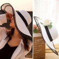 thumbnail image 2 of Sombrero de paja de malla negra para mujer, cubierta de protección solar para vacaciones en la playa, plegable, Verano, 2 of 4