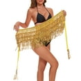 thumbnail image 4 of Zando Sequin Fringe Skirts for Women Tassel Wrap Belly Dance Skirt Sparkly Hip Scarf Glitter Rave Outfits Costume Festival Gold, 4 of 6