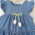 thumbnail image 5 of Zpanxa Girl Dress Girl's Flowy Casual Dress Graphic Print Flutter Sleeve Sleeveless Round Neck Dresses Dark Blue 12 Months, 5 of 9