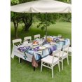 thumbnail image 4 of Outdoor Tablecloths with Umbrella Hole & Zipper, Hello Spring 54x80 Inch Tablecloth Rectangle, Pastoral Purple Bottle Floral Gray Wooden Waterproof Table Cloth, Patio/Pool/Picnic Table Covers, 4 of 8