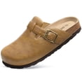 thumbnail image 3 of Comwarm Vegan Leather Clogs for Womens Mens, Cork Footbed Potato Slip On shoes for Women with Arch Support, British Tan, 3 of 6