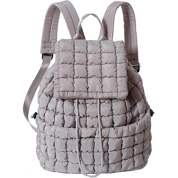 LHSHID Quilted Backpack for Women Lightweight Puffer Drawstring Padding Hiker Back Pack Travel Backpack College Gym Bag