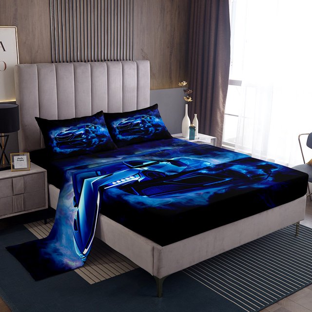 Erosebridal Teens Racing Sport Bed Sheets Set Full Size, Speed Game Bed Sheets Full, Race Car Theme Decor,