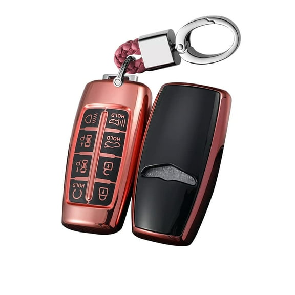 Soft TPU 8 Button Key Fob Cover for Genesis GV80 2021 2022 G80, GV70 Full Protection Keyless Key Case Shell with Keychain