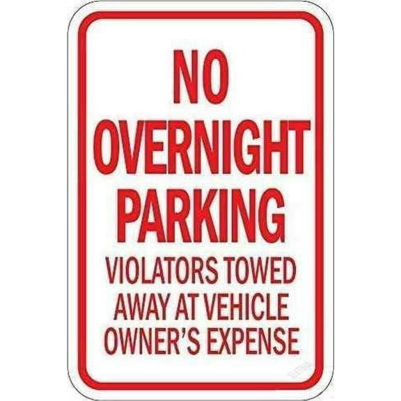 Restriction Caution Tin Sign/SignNo Overnight Parking Violators Will Be Towed Metal Sign/Garage Parking Yard Aluminum Sign 8x12 inches