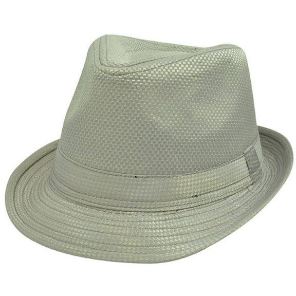 Champagne Taupe Satin Checker Small Medium Fedora Trilby Stetson Homburg Hat