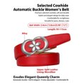 thumbnail image 2 of Catelles Red Four-Leaf Clover Alloy Automatic Buckle Genuine Leather Women's Durable Belt, Suitable for Casual and Business Wear, Fashionable Width 2.4cm, Gift Box &Length 100cm, 2 of 11