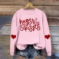 thumbnail image 2 of Valentine's Day Fashion Crew Neck Sweatshirts for Women Cute Heart Graphic Print Pullover Tunic Tops Long Sleeve(Pink,L), 2 of 5