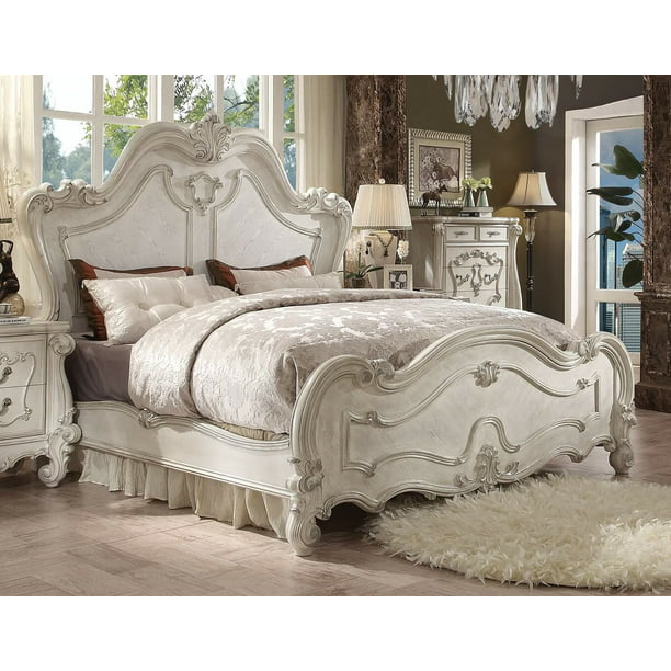 Bone White Queen Sleigh Bed, White Queen Sleigh Bed Set