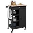 thumbnail image 1 of HOMCOM Chariot de Cuisine Roulant avec Armoire de Rangement, Tiroir, Dessus en Bois, 1 of 10