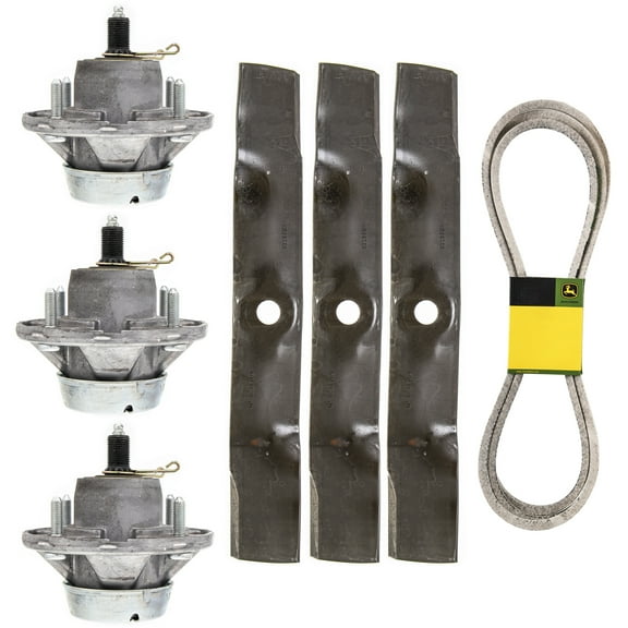 John Deere Spindle Mower Blade 3 Pack w/Belt Z425 Z445 AM144377 UC22009 M158131