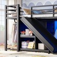 thumbnail image 3 of ChenyueFurn Full Metal Loft Bed with Slide, Ladder & Storage Drawers,Black, 3 of 10