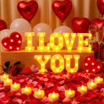 thumbnail image 1 of Set de decoración Peledic con el texto «I Love You», letras iluminadas, 73 unidades, 1 of 7