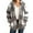 Khaki, variant on LEBONYARD Women's Trendy Plaid Printing Crew Neck Drawstring Hooded Zipper Pocket Coat Casual Long Sleeve Thicken Warm Fit Ladies Cardign Coat Tops