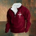 thumbnail image 2 of DDAPJ pyju Men's Quarter Zip Sweatshirt Jesus Cross Graphic Prints Mock Neck Long Sleeve Pullover Sweatshirts Christian Faith Sweatshirt Big and Tall Streetwear Tops Wine XL, 2 of 4