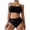Black, variant on Bikini Swimsuits for Women Solid 2 Piece Bathing Suit Wireless Padded Bra Adjustable Shoulder Strap Full Coverage Swimwear