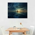 thumbnail image 2 of ONETECH Starry Sky Ocean Night View Wall Art Poster Canvas Prints With Framed 20\x16\, 2 of 4